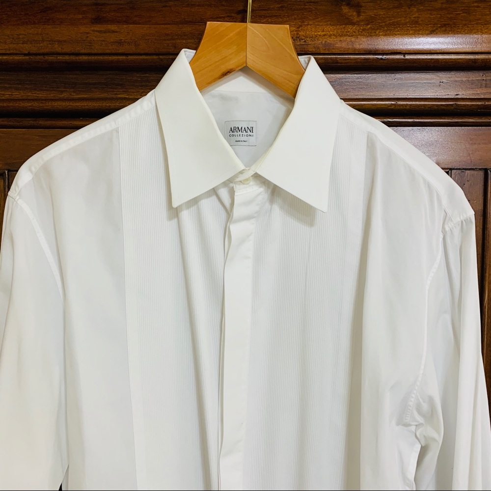 Armani Collezioni White Tuxedo Dress Shirt (L)